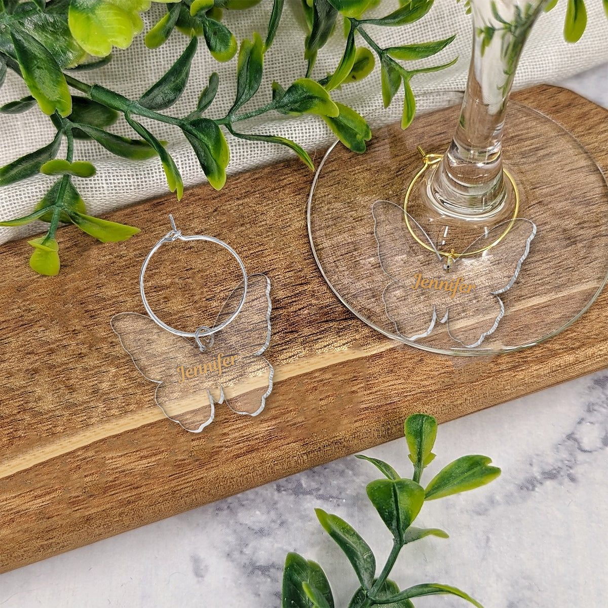 Pink Glass Butterfly - Personalized Butterfly Wine Glass With Long Stem