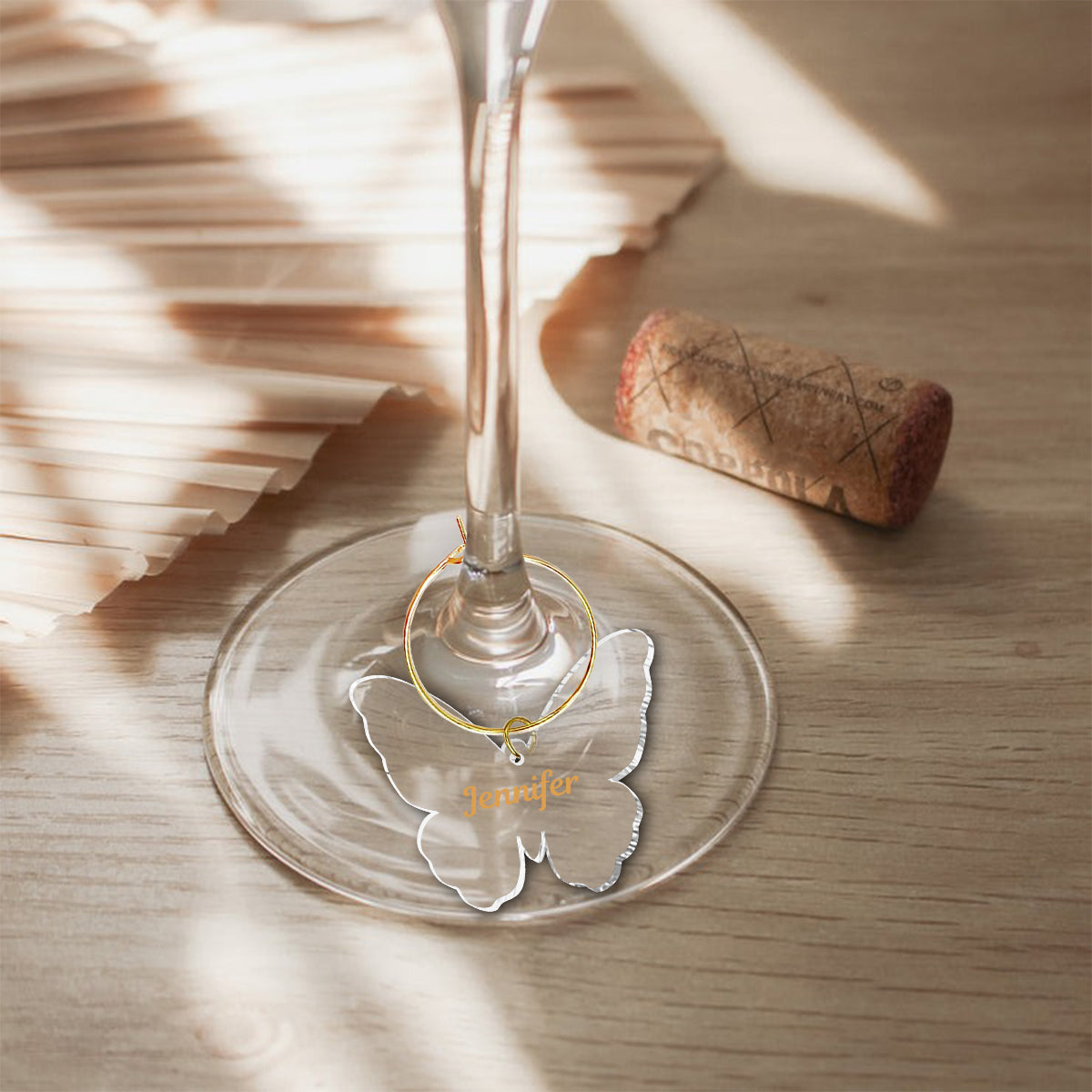 Pink Glass Butterfly - Personalized Butterfly Wine Glass With Long Stem