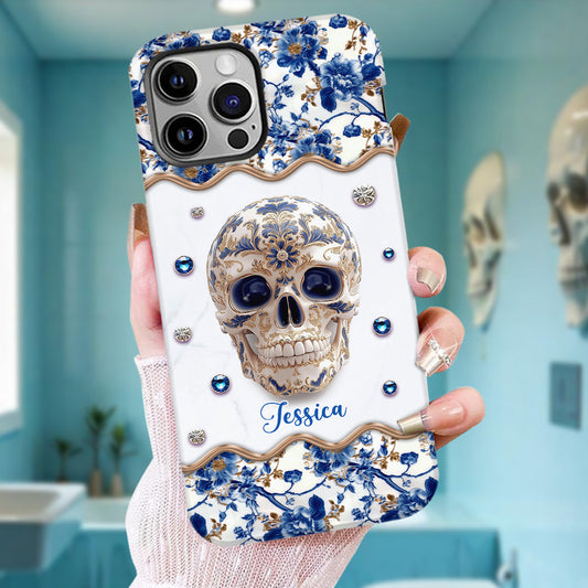 Coque de téléphone personnalisée Skull Toile de Jouy - Motif crâne intégral