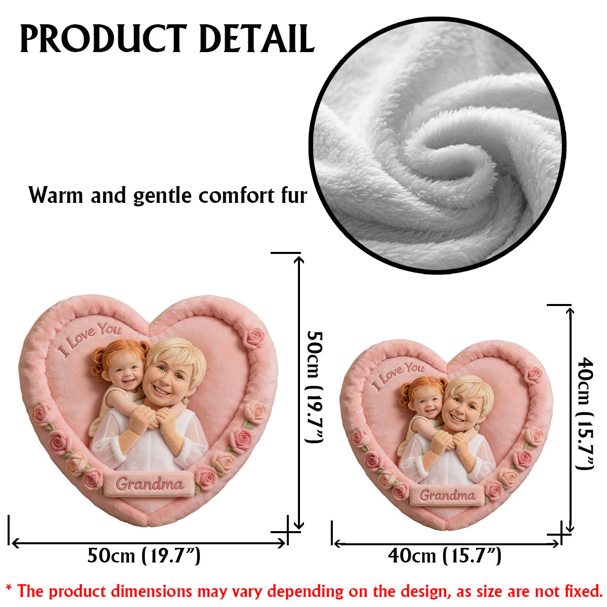 Individuell gestaltbares Kissen mit Foto – Das perfekte Geschenk für Mama und Oma – Personalisiertes Kissen in Form eines Muttertagskissens aus Kunstfell.