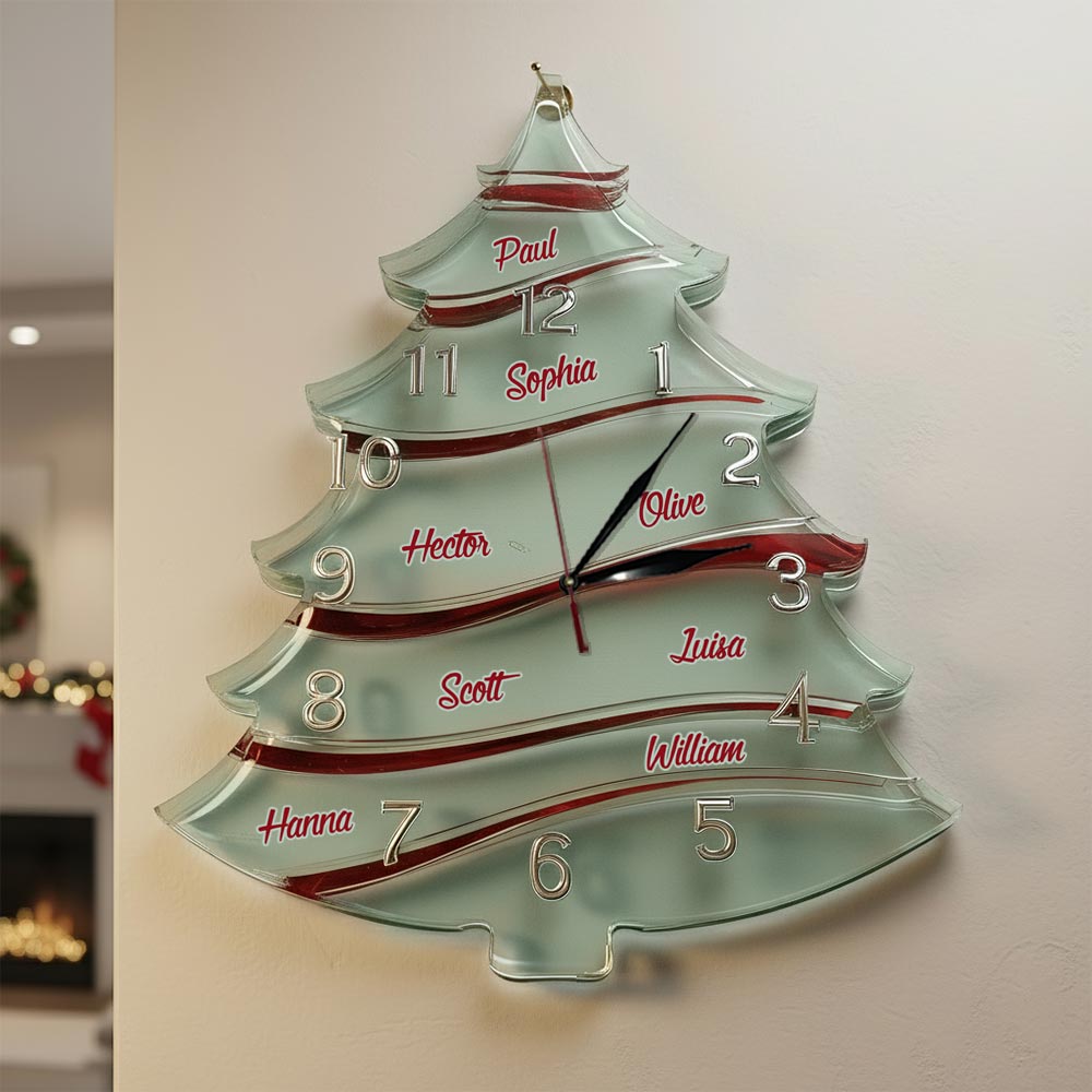 Festive Tree-Shaped - Personalized Family LED Light Wall Clock