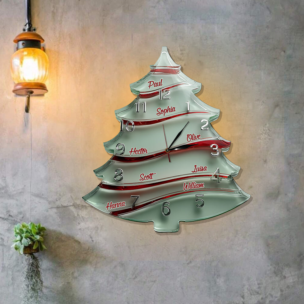 Festive Tree-Shaped - Personalized Family LED Light Wall Clock