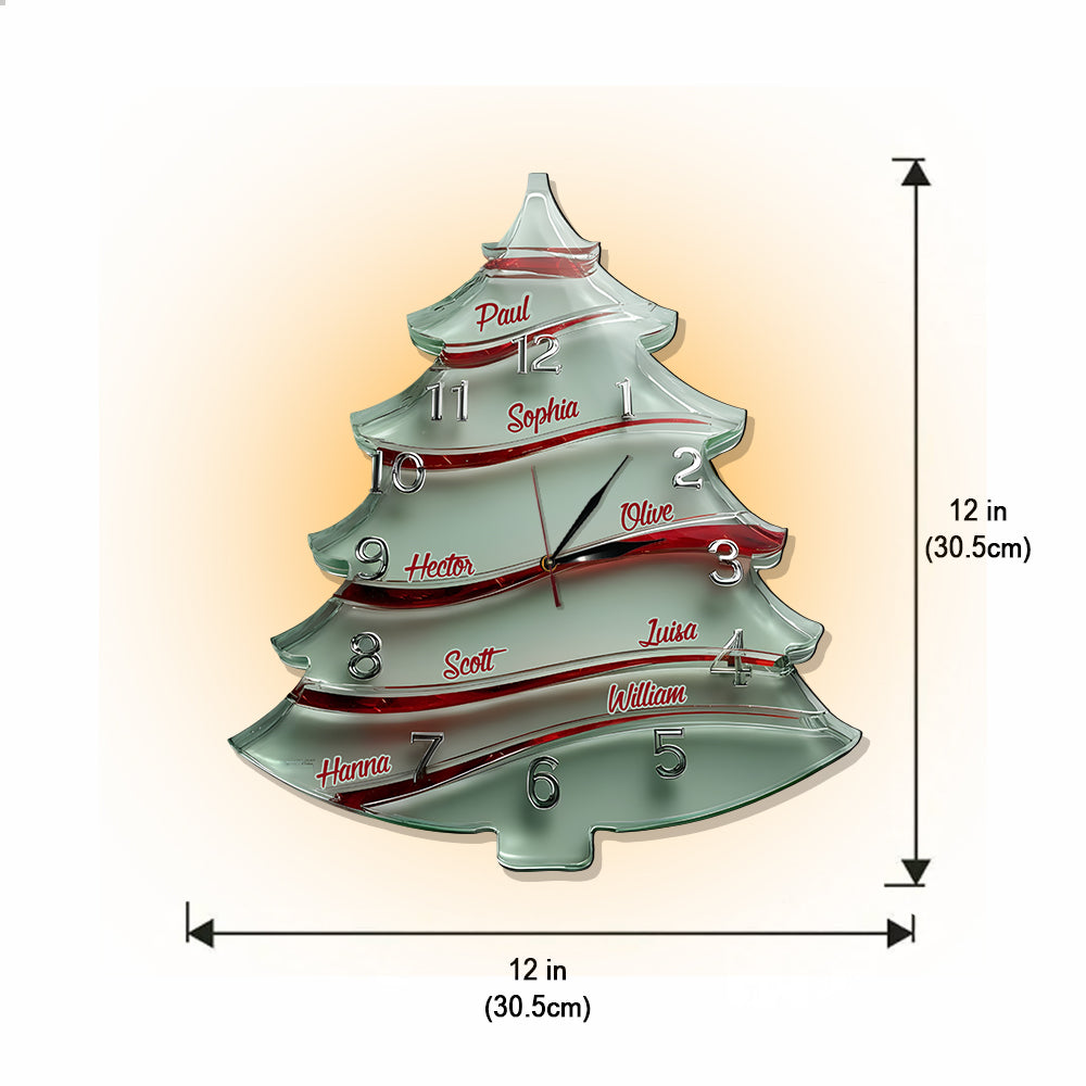 Festive Tree-Shaped - Personalized Family LED Light Wall Clock