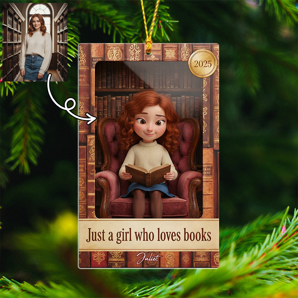 Book Lover In Toy Display Box - Personalized Book Ornament