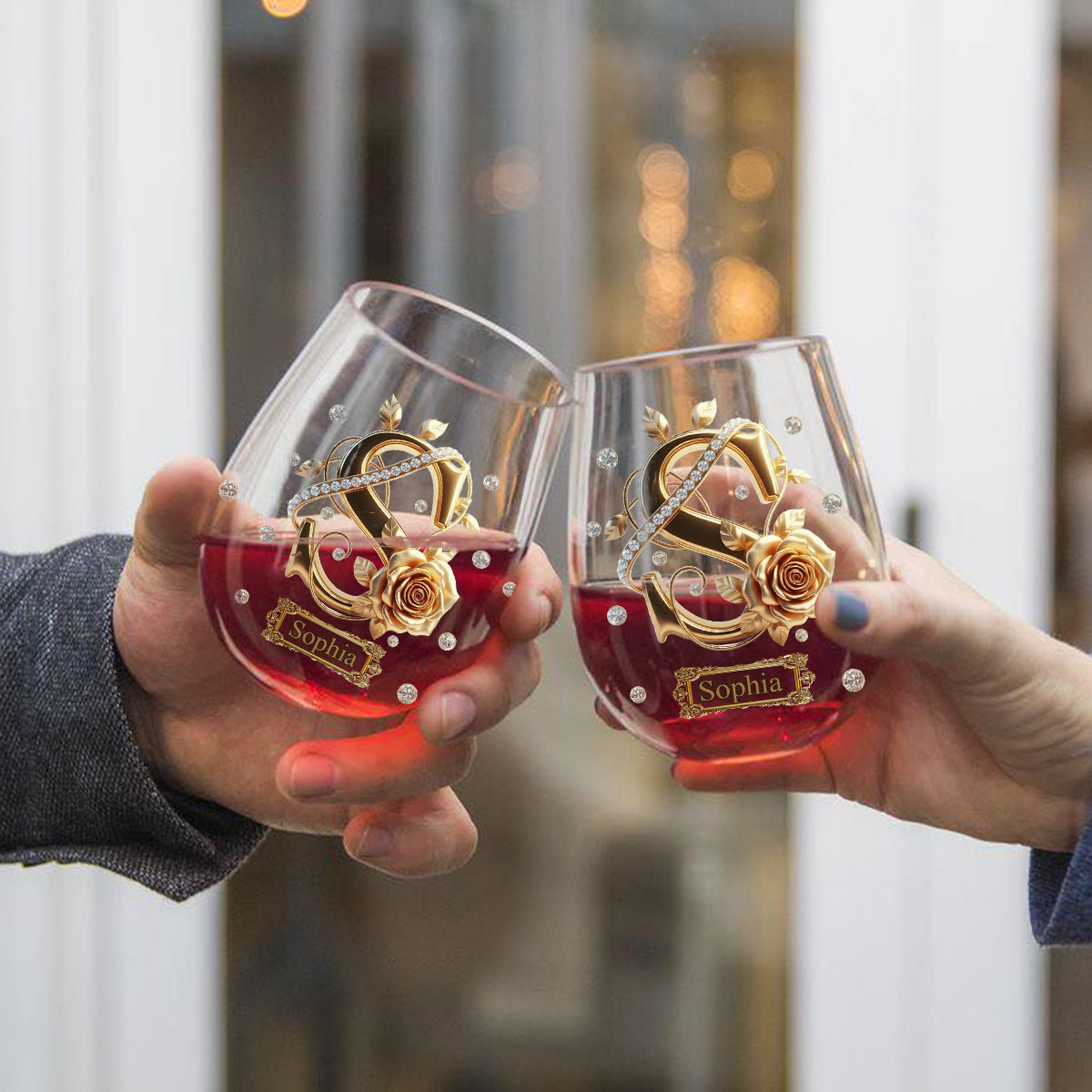 Anfangsbuchstabe für Weinliebhaber – Personalisiertes Weinglas mit Weinmotiv