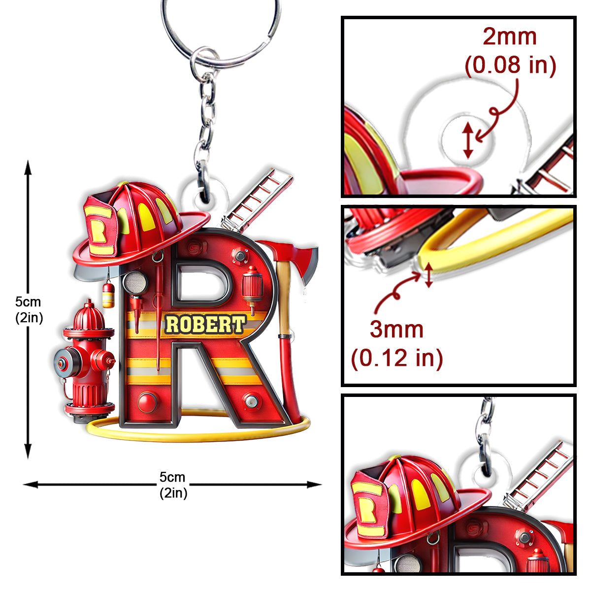 Alphabet Firefighter - Personalized Firefighter Keychain