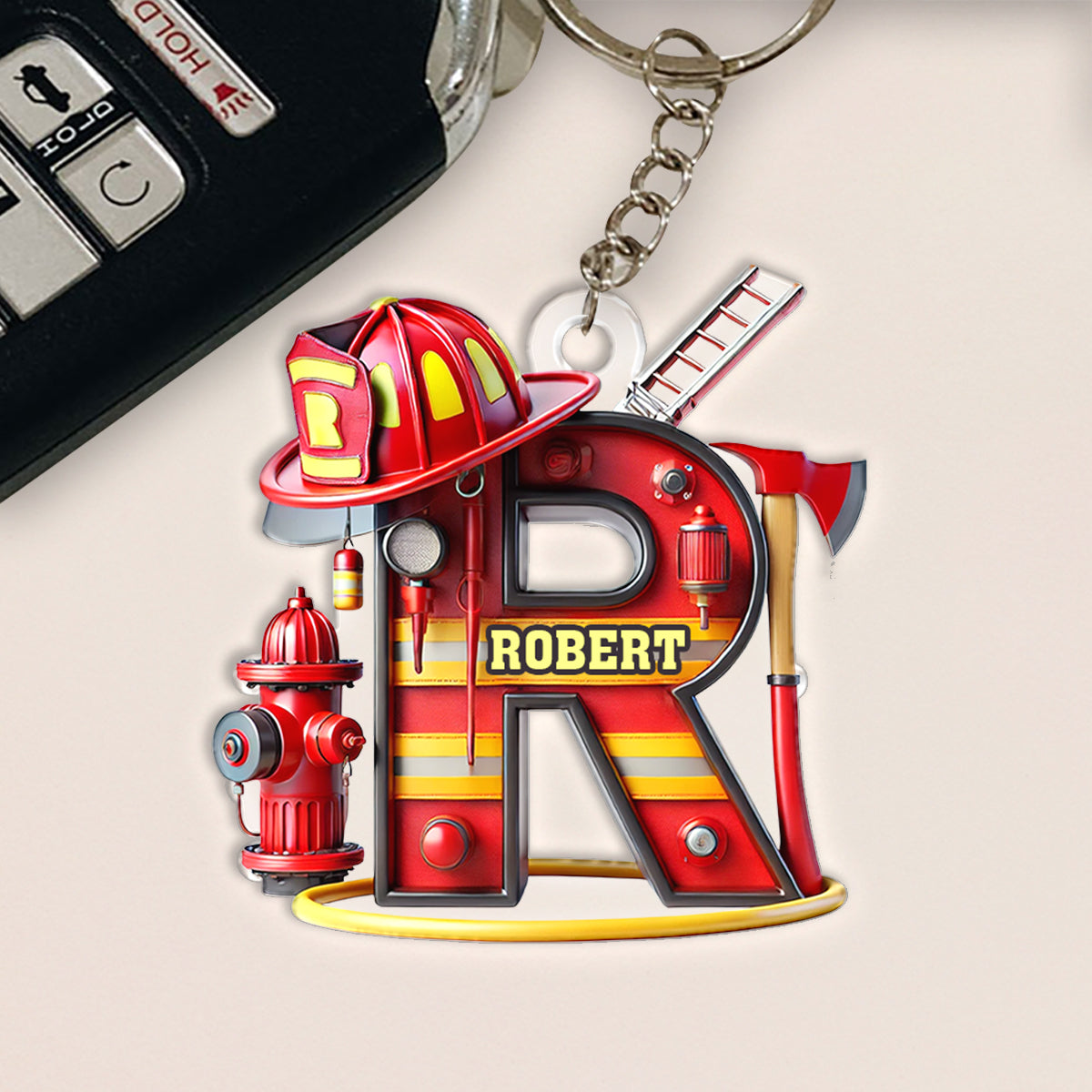 Alphabet Firefighter - Personalized Firefighter Keychain