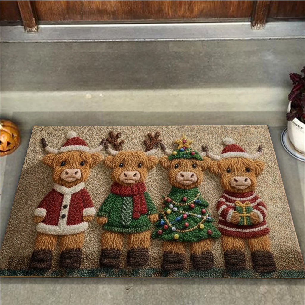 Lovely Highland Cows Christmas - Highland Cow Doormat