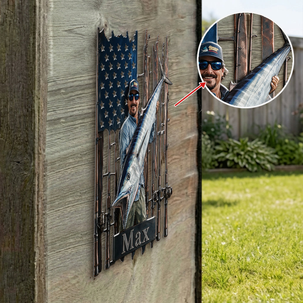 Fishing Time - Personalized Fishing 3D Printed Cut Metal Sign