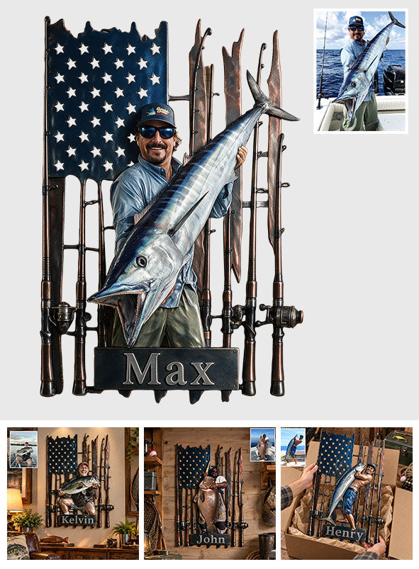 Fishing Time - Personalized Fishing 3D Printed Cut Metal Sign