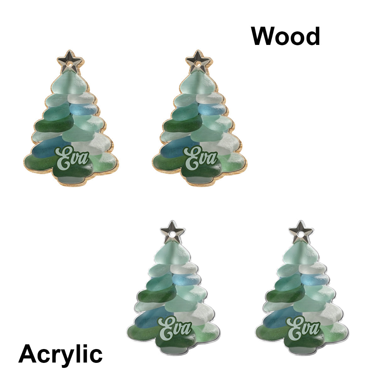 Sea Glass Christmas Tree - Personalized Christmas Earrings