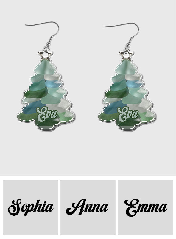 Sea Glass Christmas Tree - Personalized Christmas Earrings