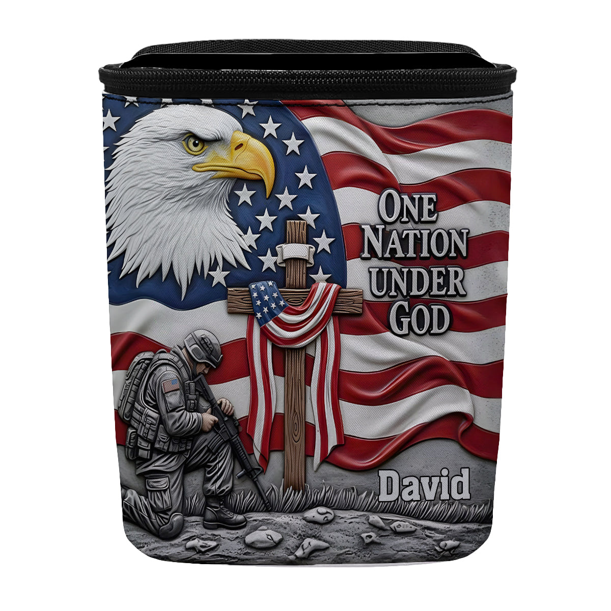 Eine Nation unter Gott – Personalisierter tragbarer Auto-Mülleimer/Organizer mit Weißkopfseeadler-Motiv