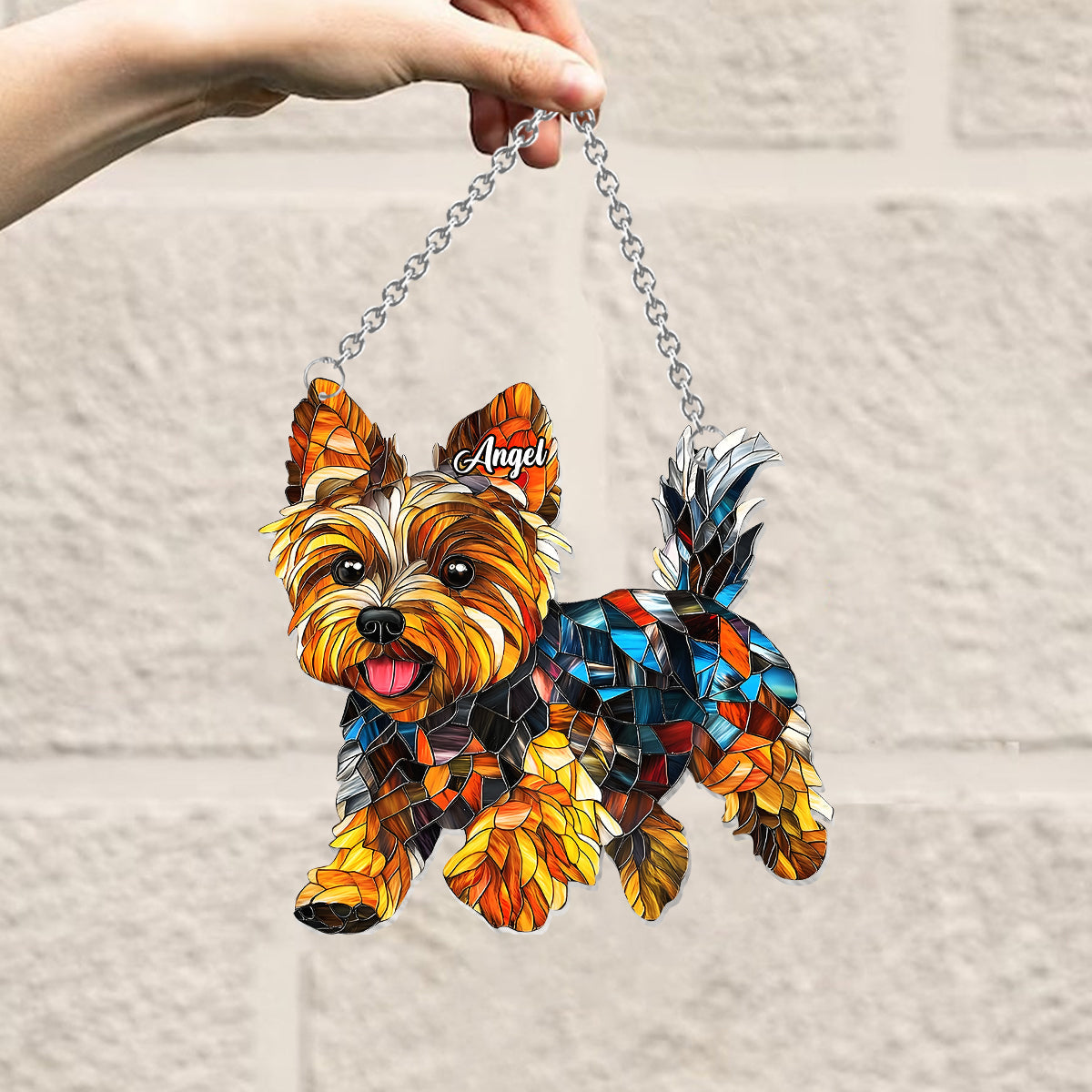 Adorable Yorkie - Personalized Yorkshire Terriers Window Hanging Suncatcher Ornament
