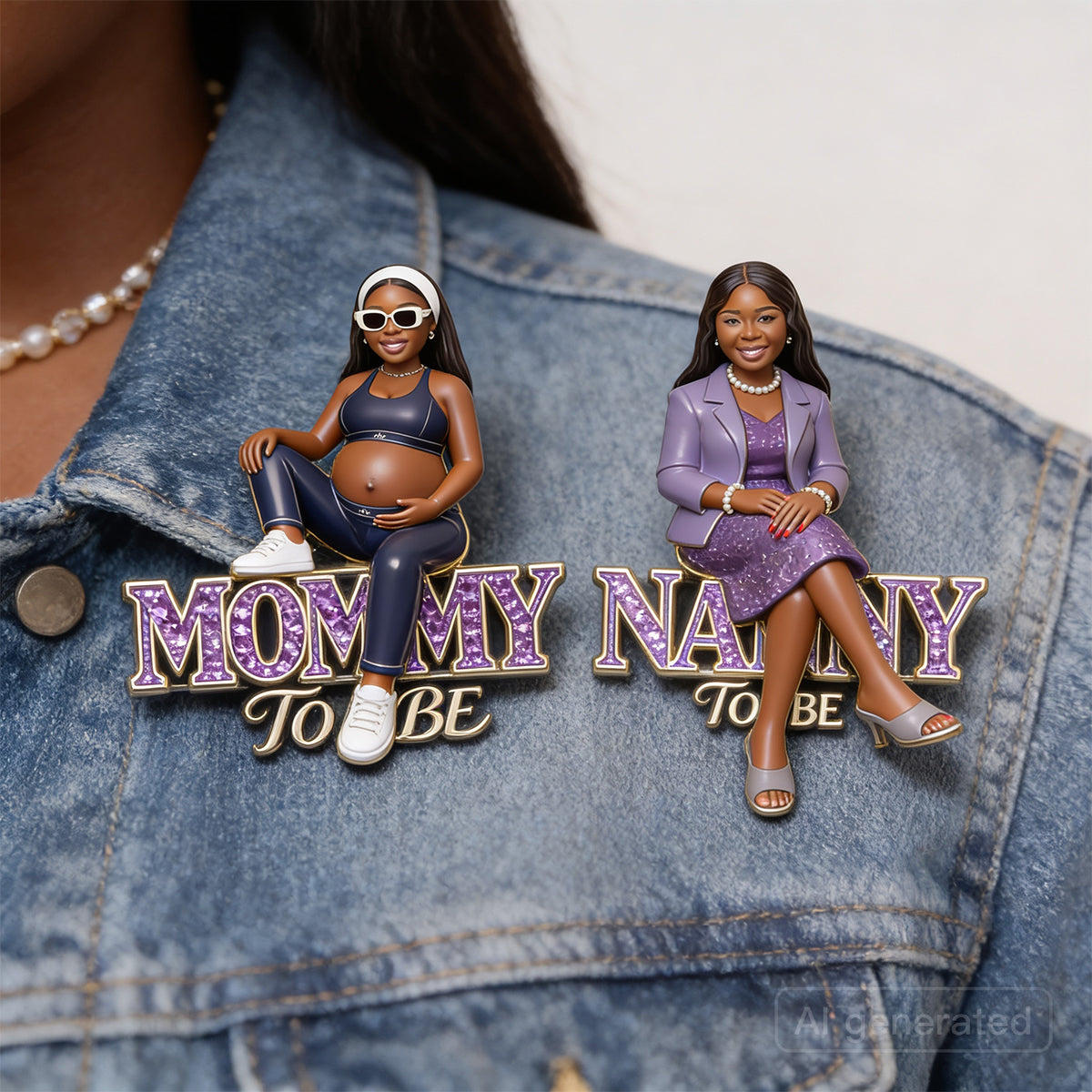 Maman/ Papa/ Mamie... À Venir, Épingle de Fête de Bébé Personnalisée - Épingle Émaillée 3D Embossée