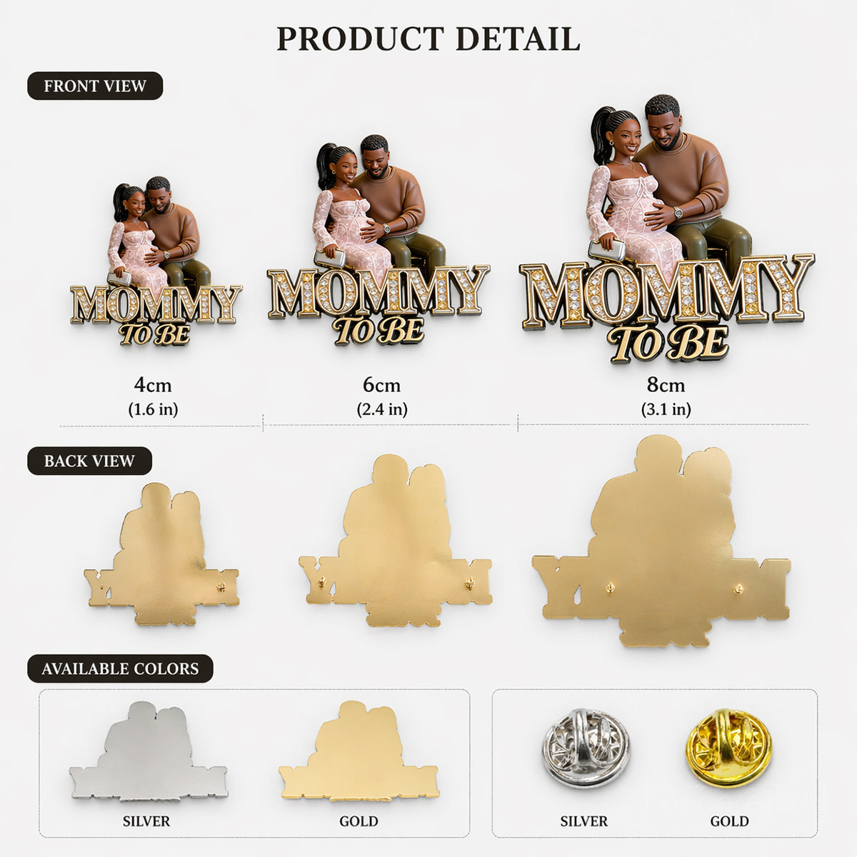 Maman/ Papa/ Mamie... À Venir, Épingle de Fête de Bébé Personnalisée - Épingle Émaillée 3D Embossée