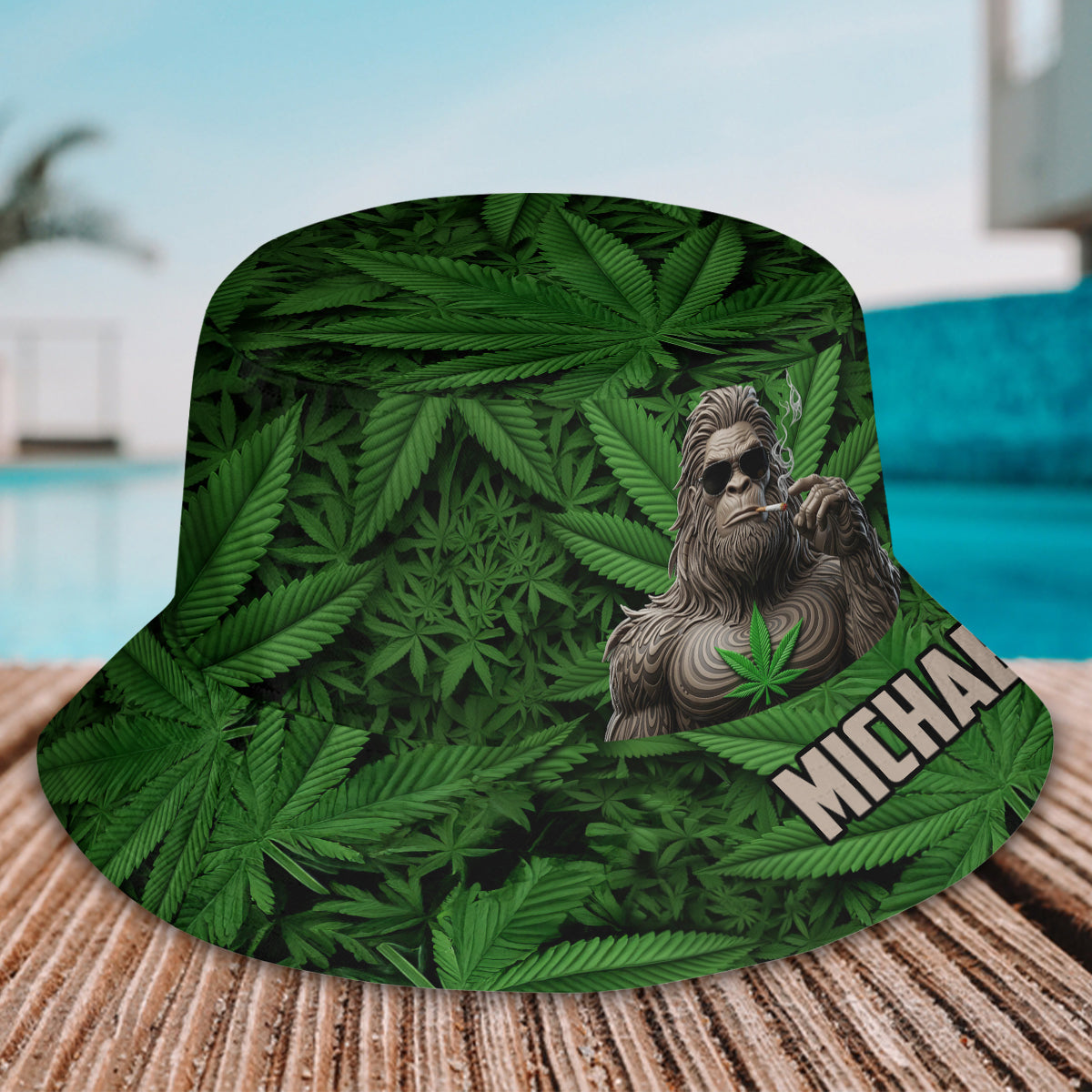 Rauchender Bigfoot - Personalisierter Weed-Bucket-Hat