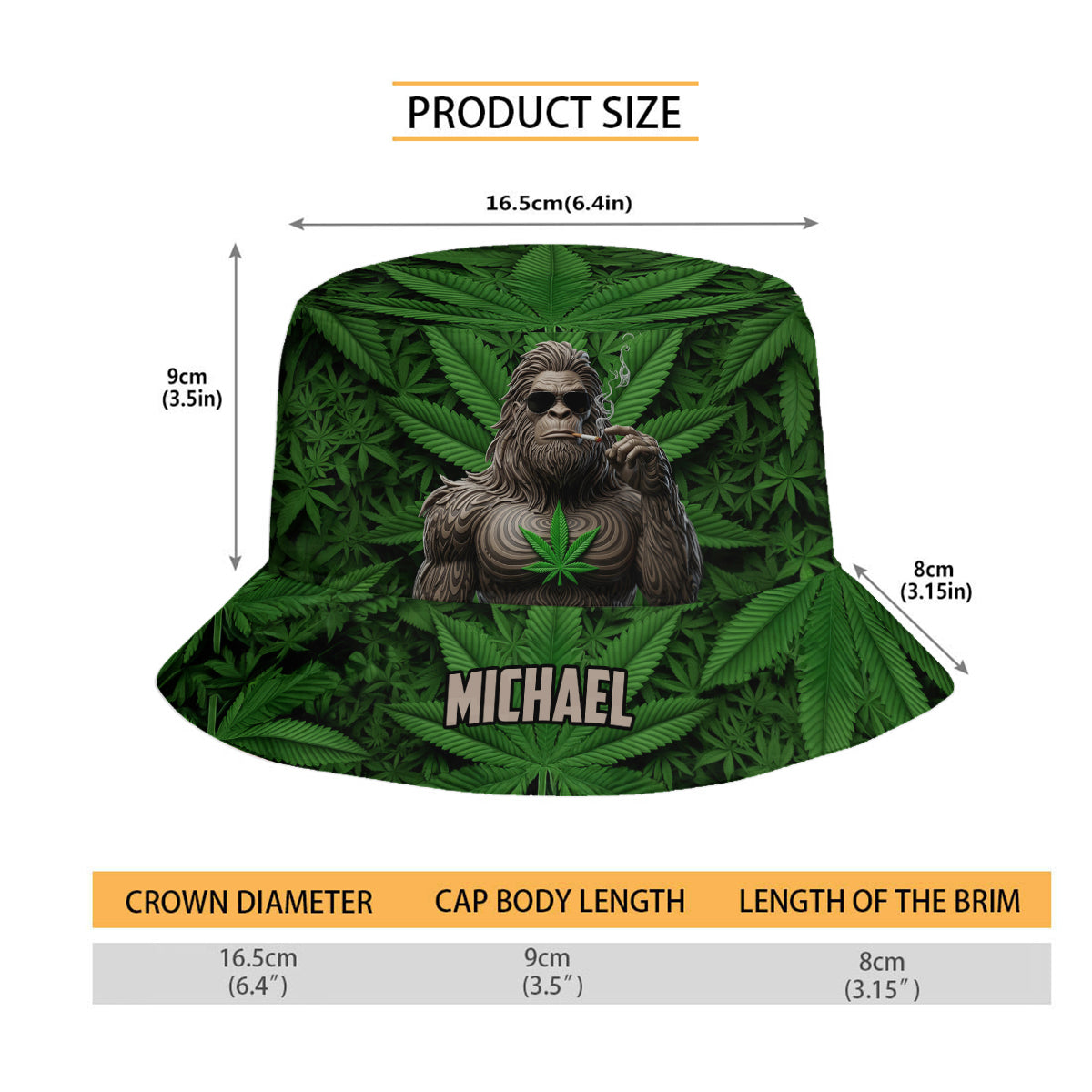 Rauchender Bigfoot - Personalisierter Weed-Bucket-Hat