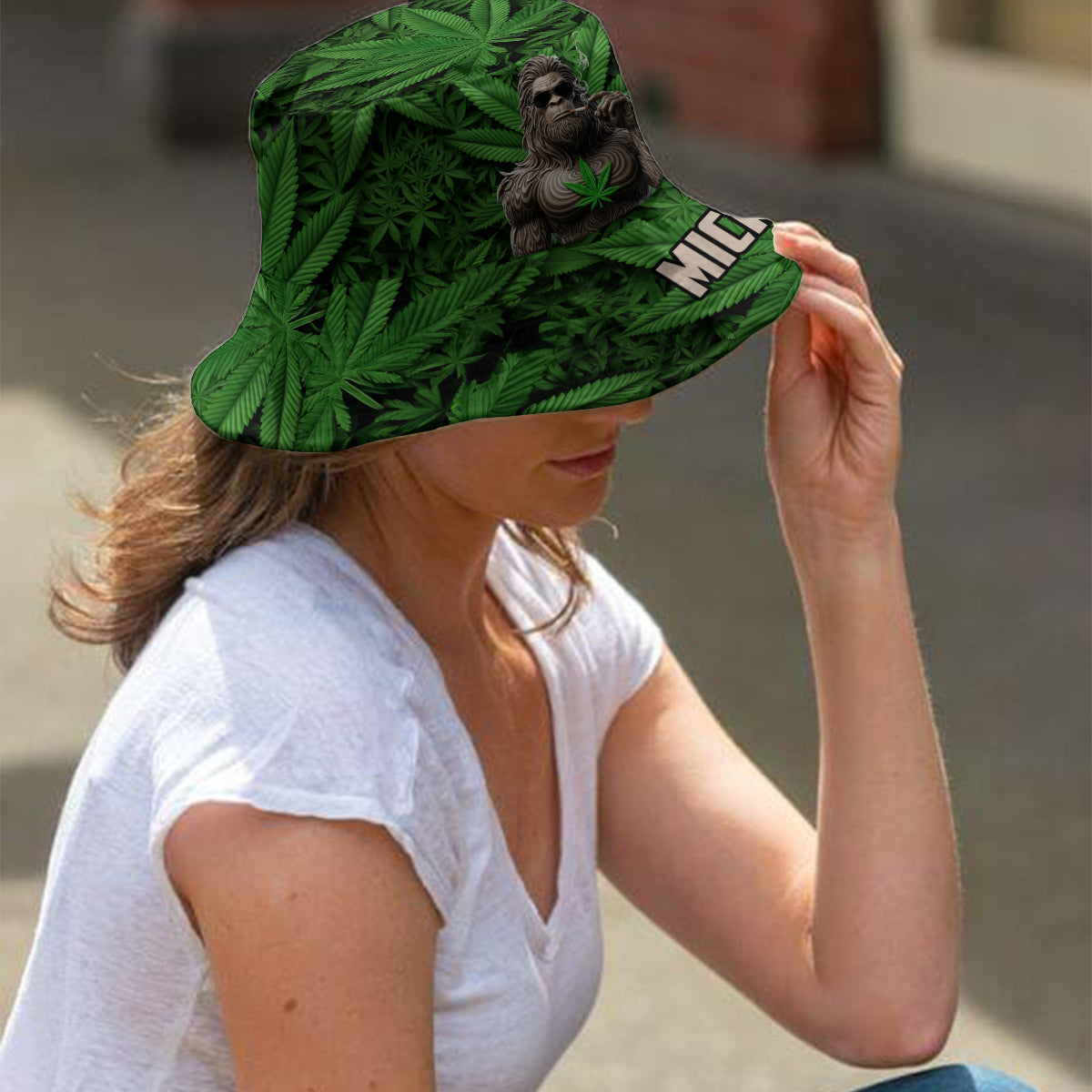Rauchender Bigfoot - Personalisierter Weed-Bucket-Hat