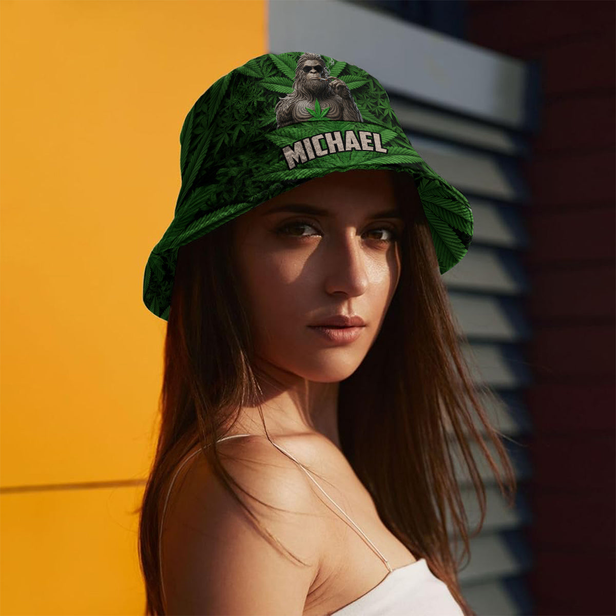 Rauchender Bigfoot - Personalisierter Weed-Bucket-Hat