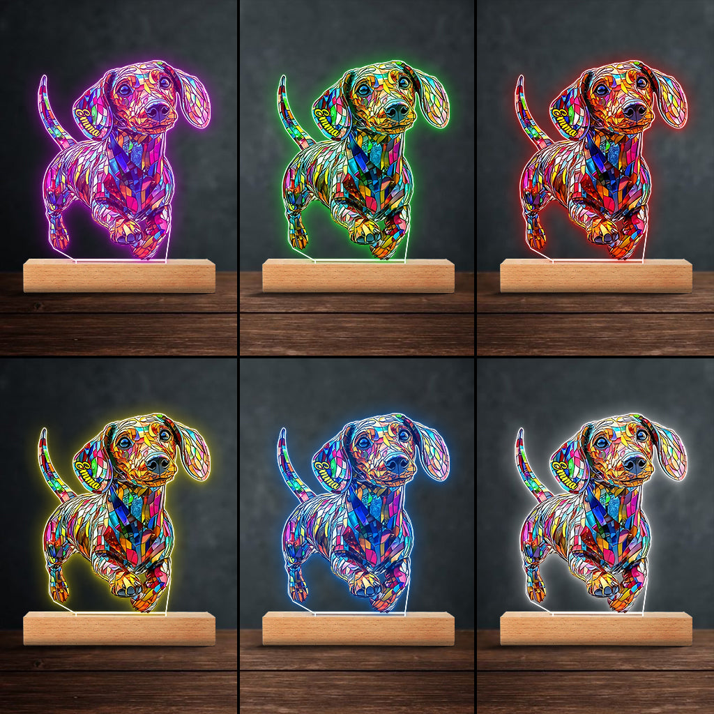 Adorable Dachshund - Personalized Dachshund Shaped Plaque Light Base