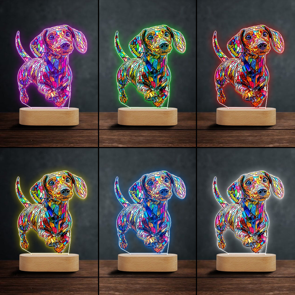 Adorable Dachshund - Personalized Dachshund Shaped Plaque Light Base
