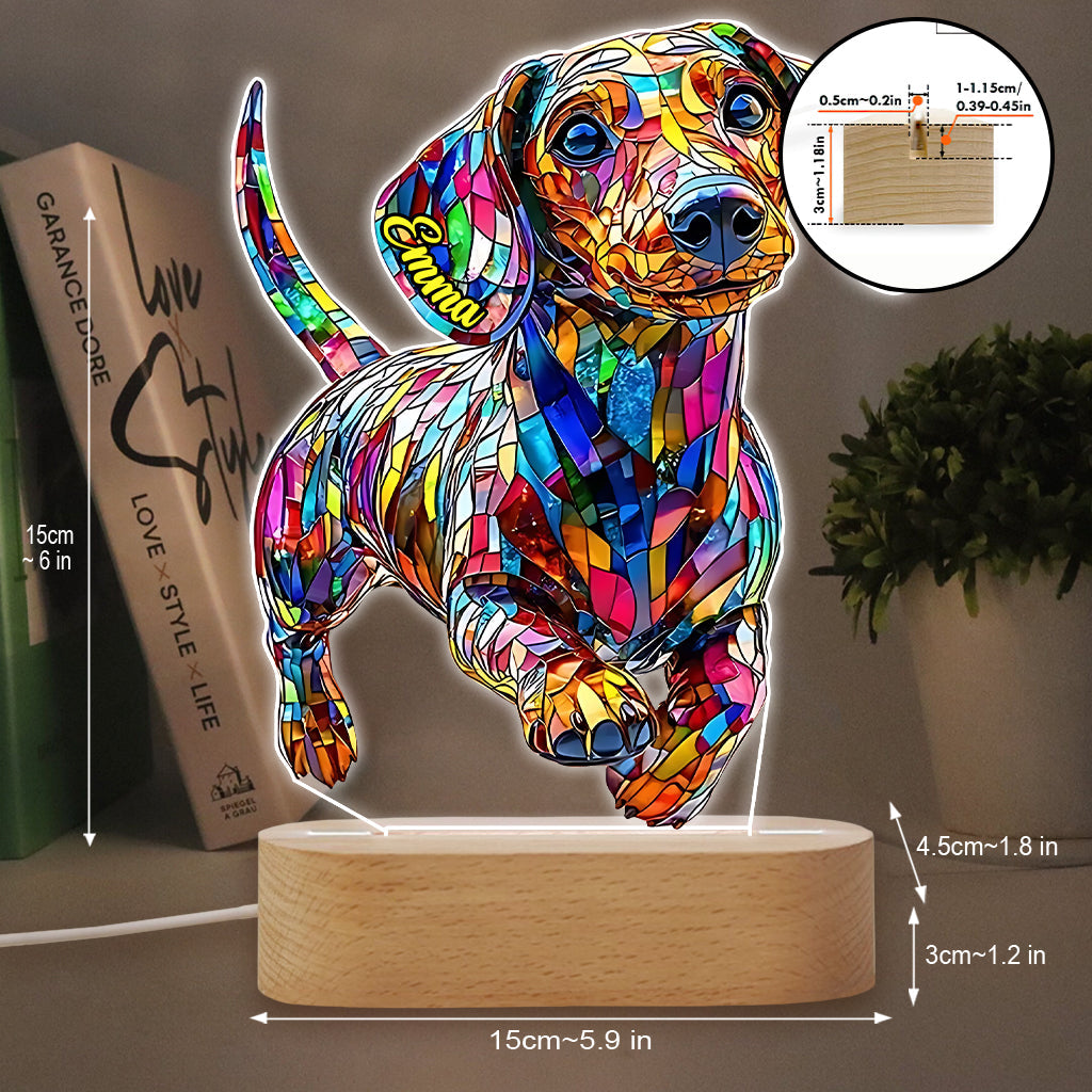 Adorable Dachshund - Personalized Dachshund Shaped Plaque Light Base