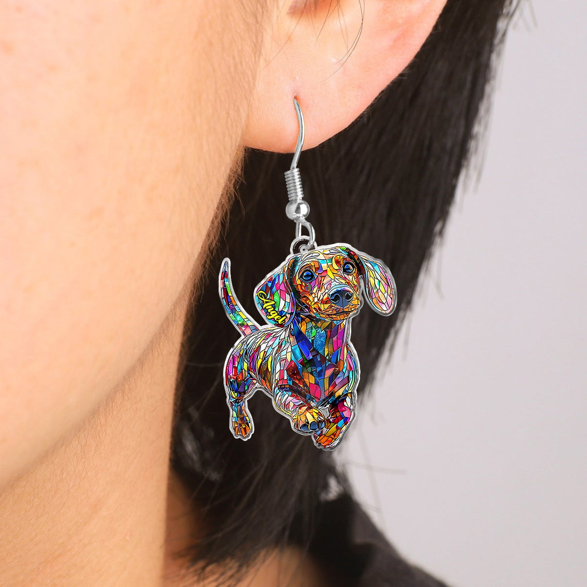 I Love My Dog - Personalized Dachshund Earrings
