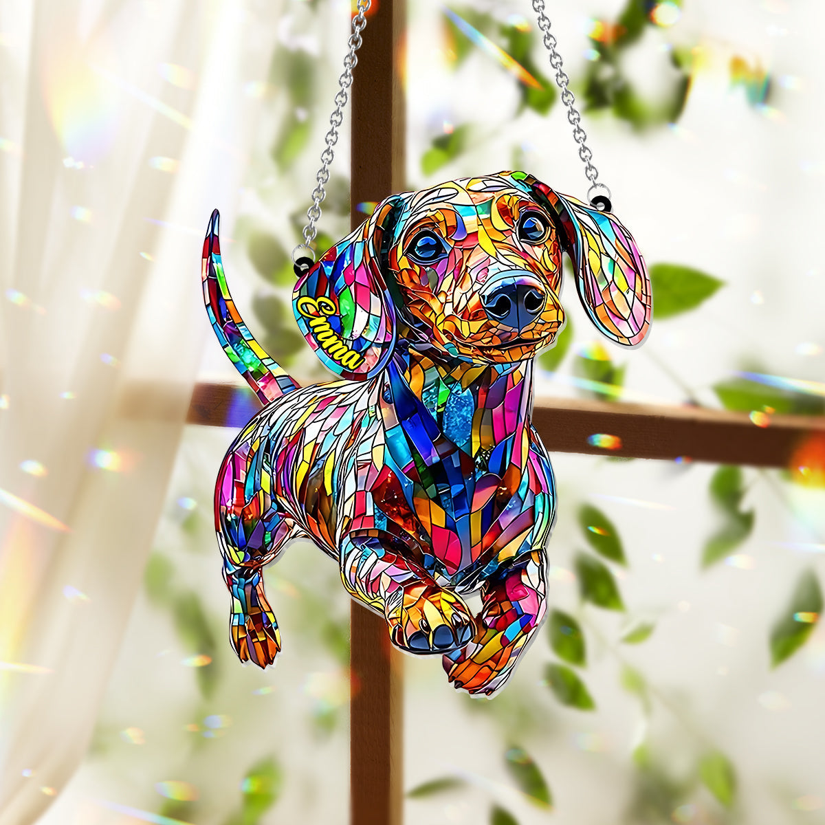 Love Dachshunds - Personalized Dachshund Window Hanging Suncatcher Ornament