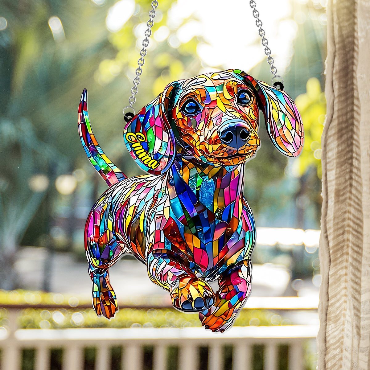 Love Dachshunds - Personalized Dachshund Window Hanging Suncatcher Ornament