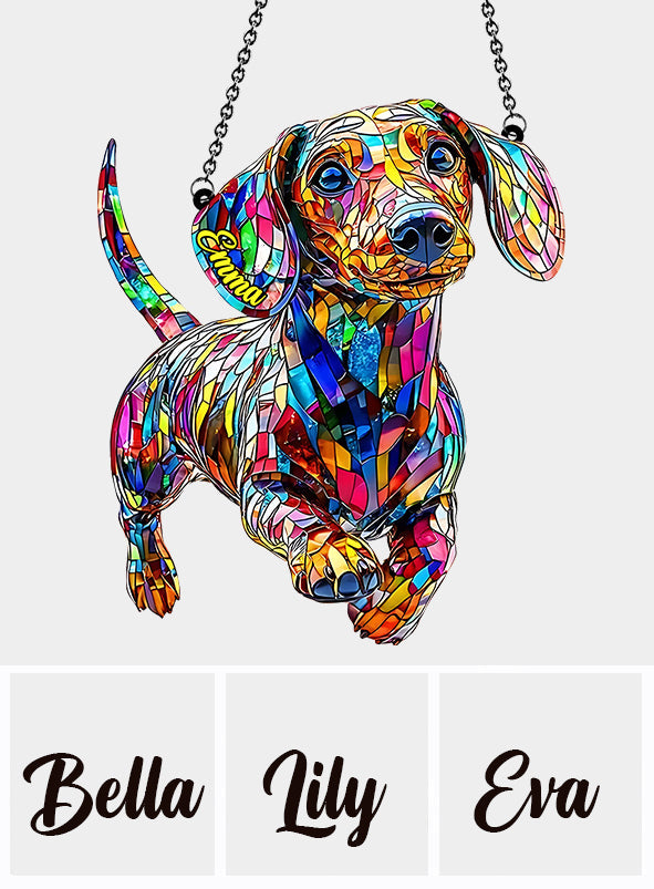 Love Dachshunds - Personalized Dachshund Window Hanging Suncatcher Ornament