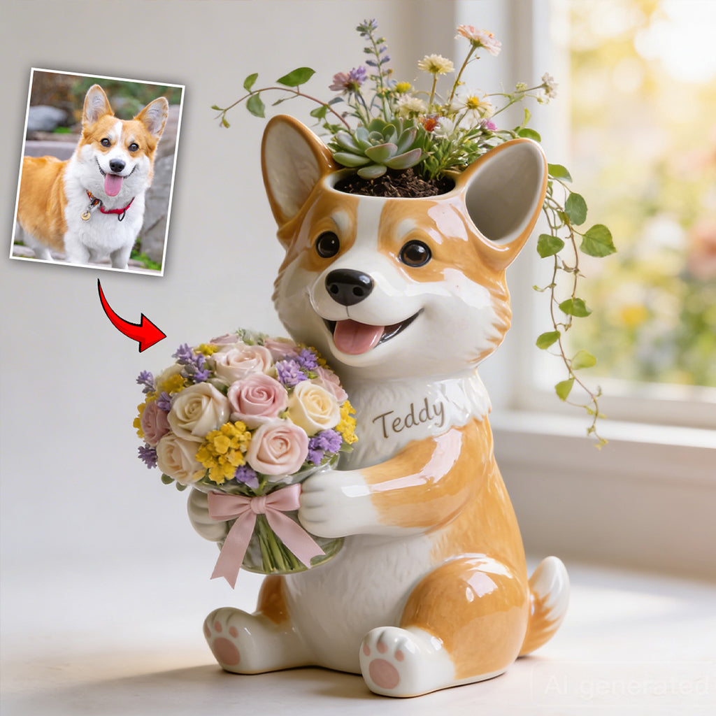 Individuell gestaltbarer Acryl-Topf mit Hundemotiv – Foto nach Wunsch - Personalisierbarer Hunde-Übertopf