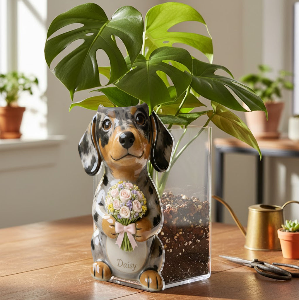 Individuell gestaltbarer Acryl-Topf mit Hundemotiv – Foto nach Wunsch - Personalisierbarer Hunde-Übertopf