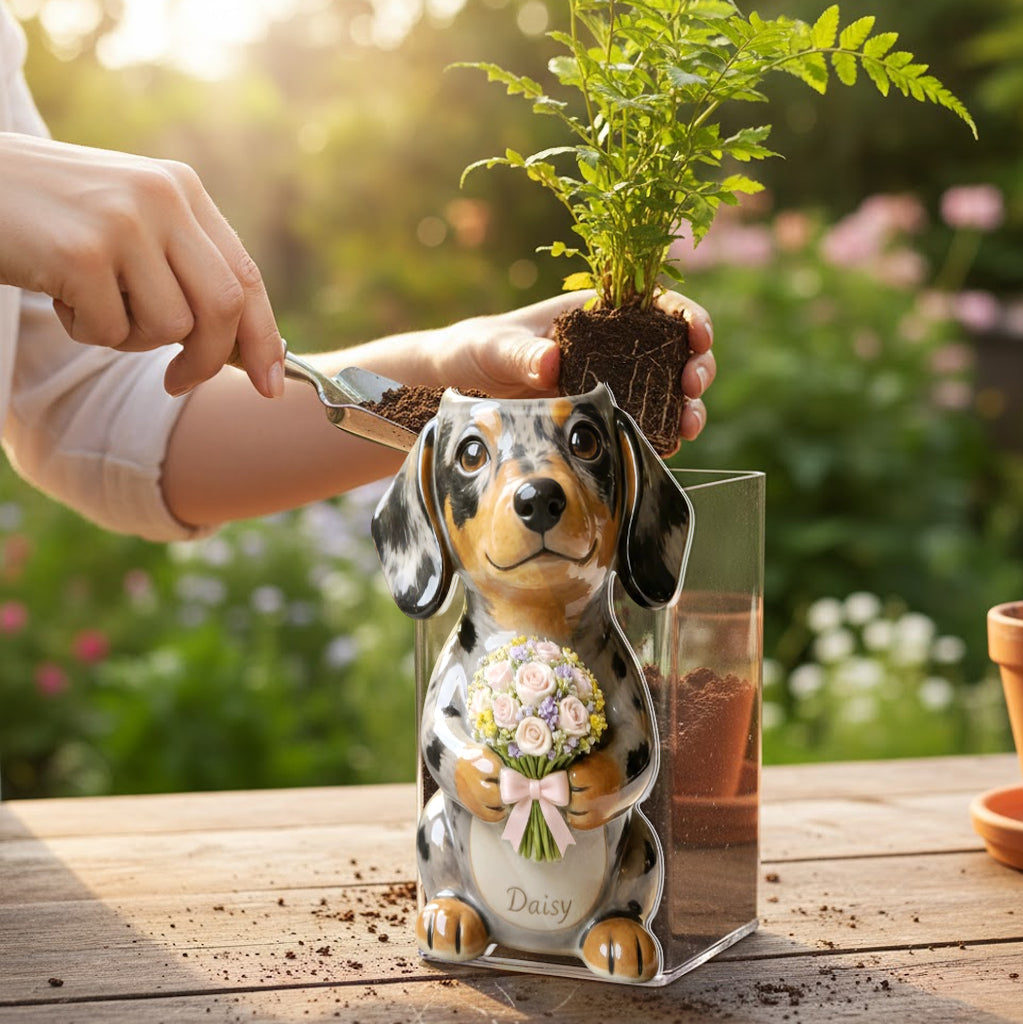 Individuell gestaltbarer Acryl-Topf mit Hundemotiv – Foto nach Wunsch - Personalisierbarer Hunde-Übertopf