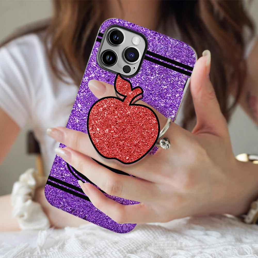 Design mit künstlichem Glitzerstift – Personalisierte Handyhülle und Handygriff mit Lehrermotiv und Volldruck