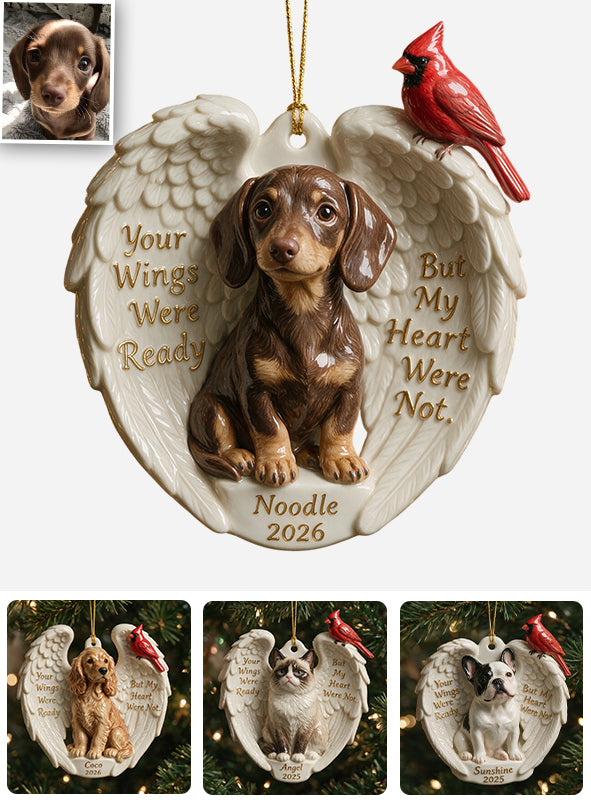 Deine Flügel waren bereit - Personalisierte Hund Keramik Ornament in Form