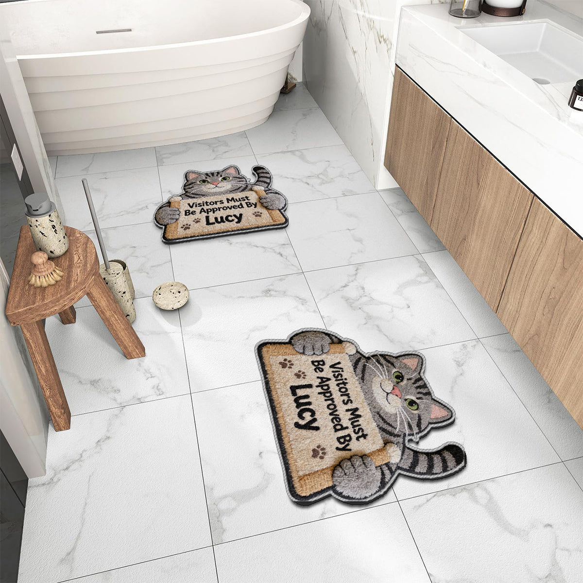 All Visitors Must Be Approved By - Personalized Pet Non-Slip Tufted Rug