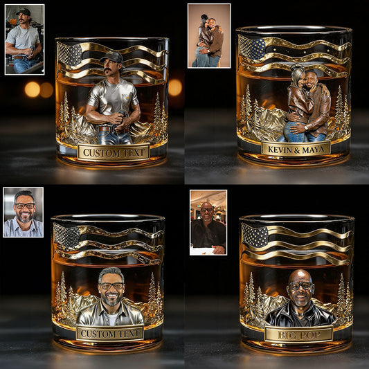 Unique Gift For Him, Custom From Any Photo - Personalized Whisky Whiskey Glass