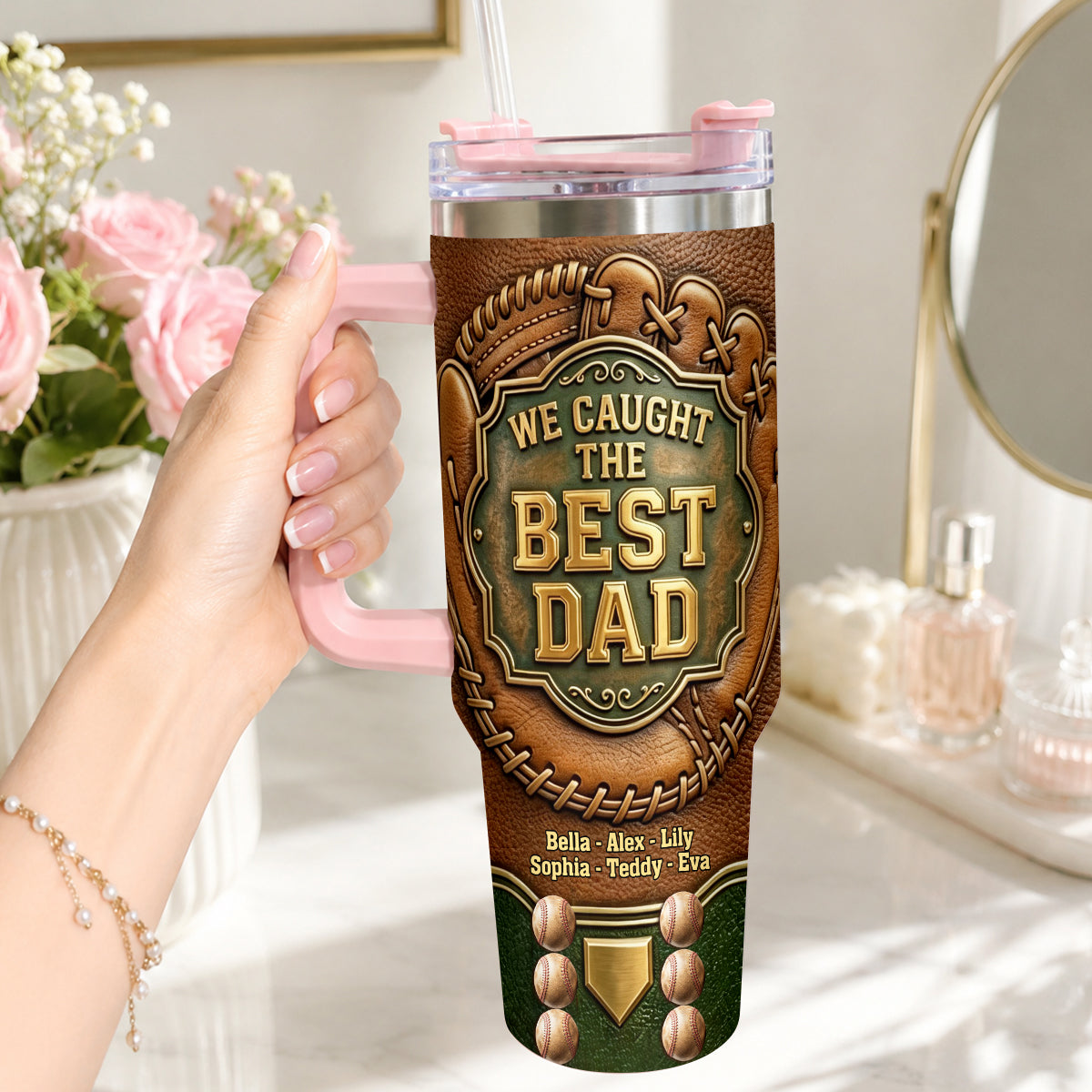 Le Meilleur Papa - Tasse de Baseball Personnalisée avec Poignée