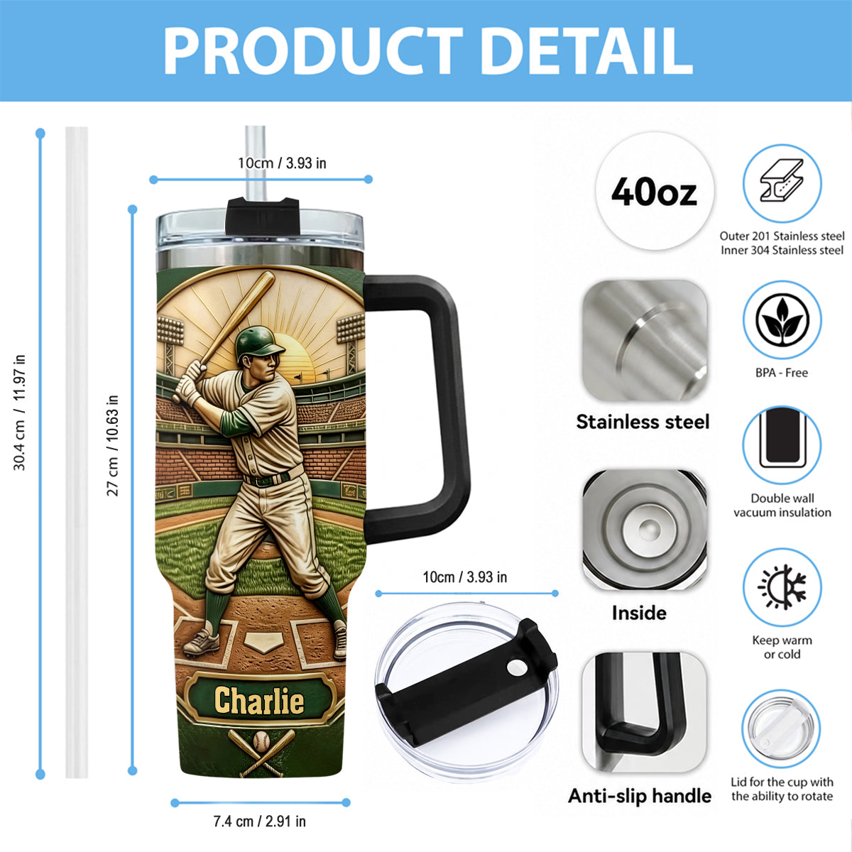 Le Meilleur Papa - Tasse de Baseball Personnalisée avec Poignée