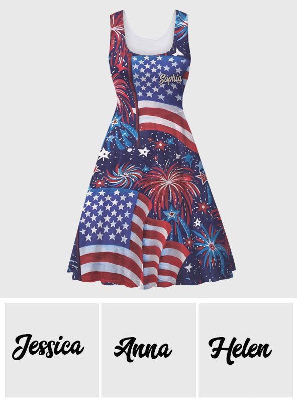 Amerikanische Frau – Personalisiertes ärmelloses Kleid zum Unabhängigkeitstag/4. Juli