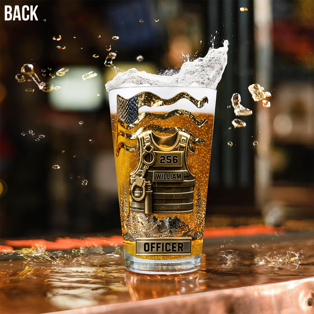 Servir et protéger - Verre à bière personnalisé pour policier
