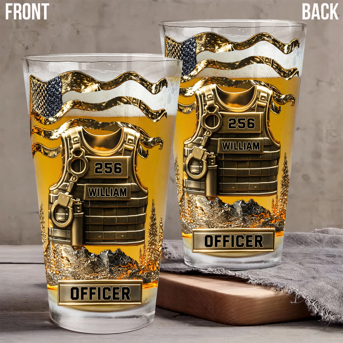 Servir et protéger - Verre à bière personnalisé pour policier