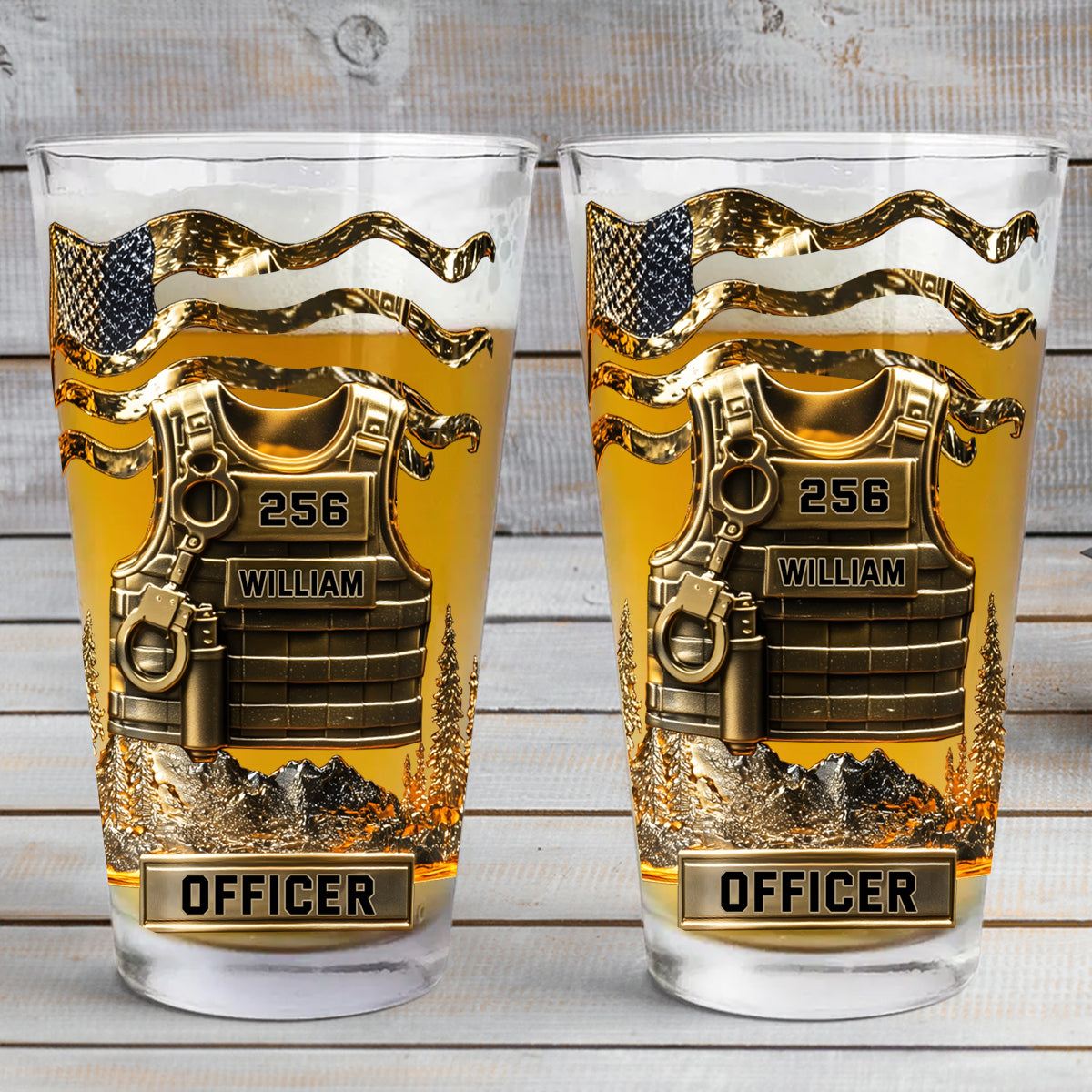 Servir et protéger - Verre à bière personnalisé pour policier