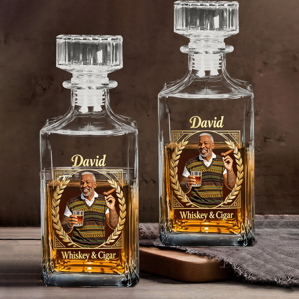 Personalisierter Whisky & Zigarren - Individuelles Whisky Dekanter Set