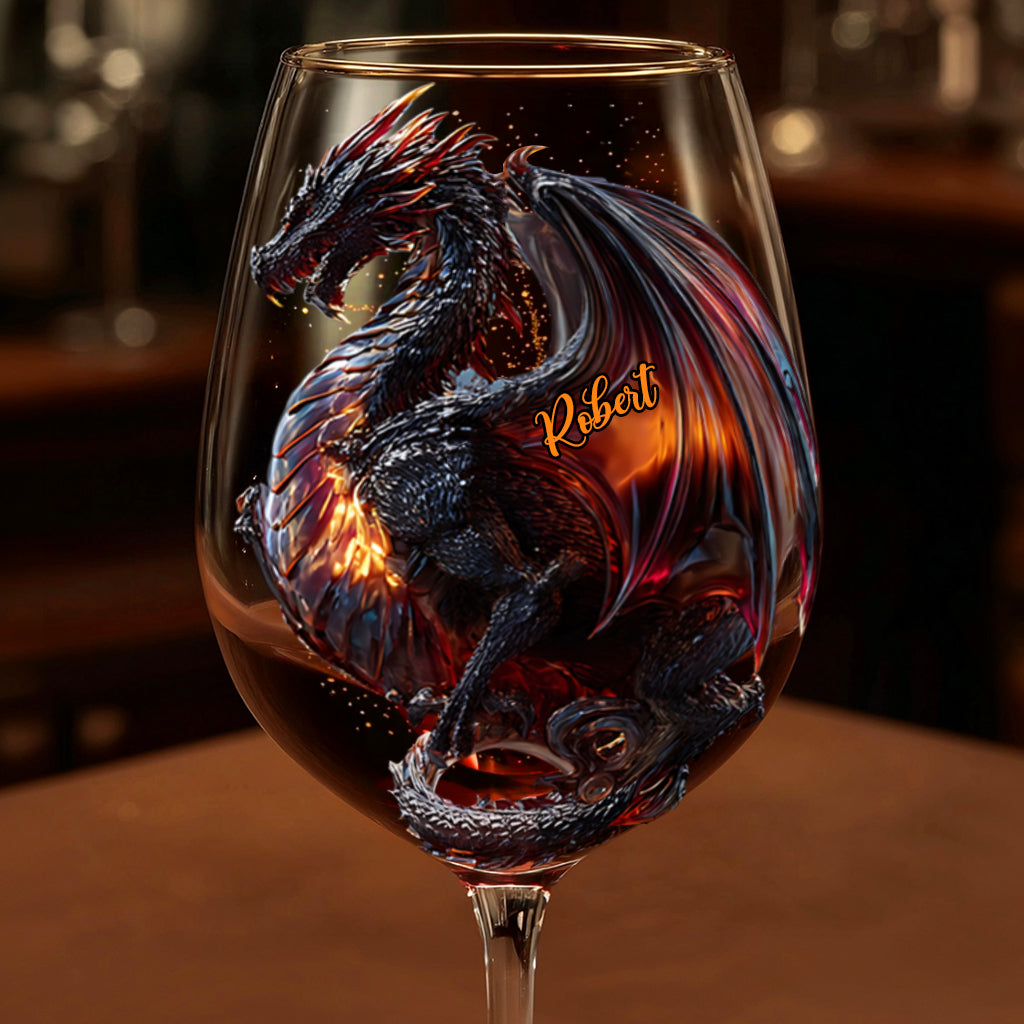 Fantasy Dragon - Personalized Dragon Wine Glass With Long Stem