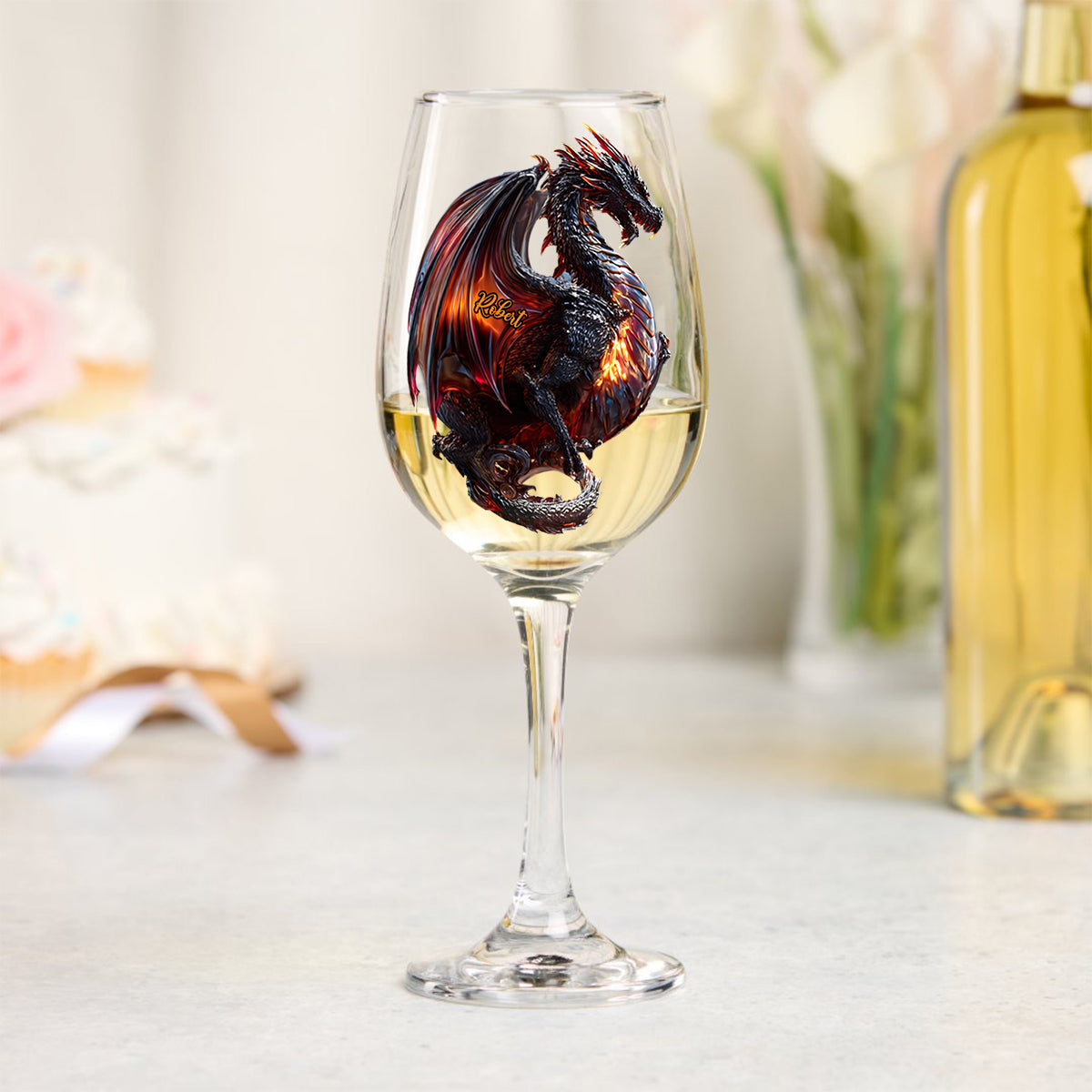 Fantasy Dragon - Personalized Dragon Wine Glass With Long Stem