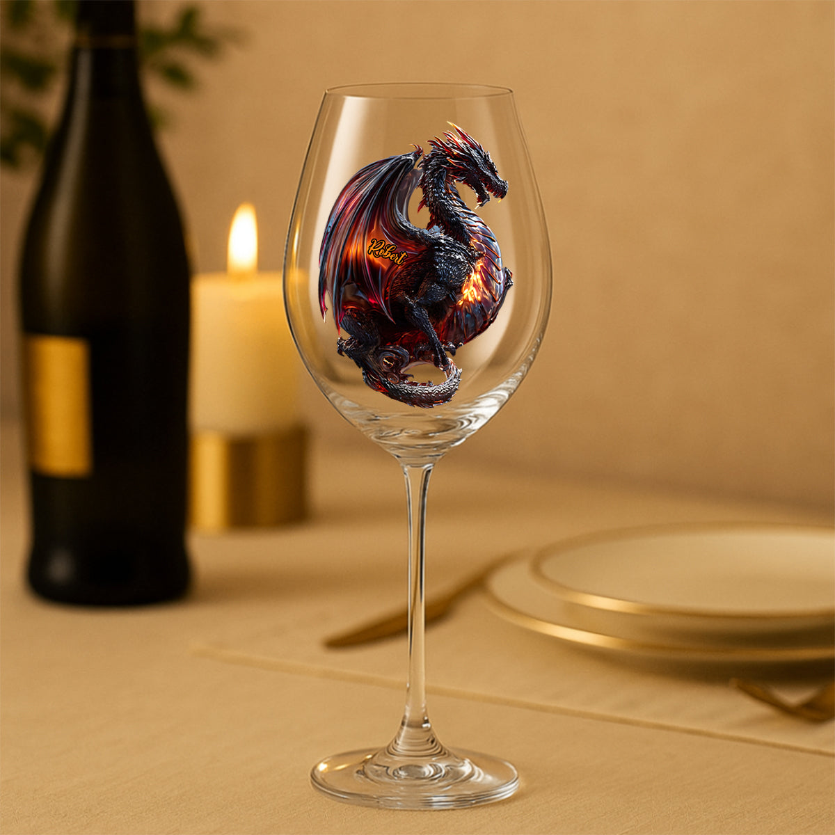 Fantasy Dragon - Personalized Dragon Wine Glass With Long Stem