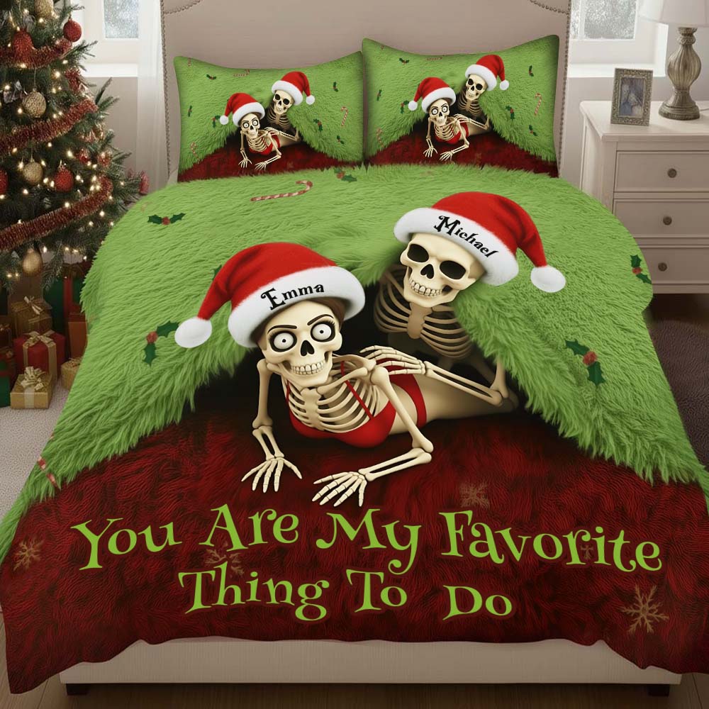 Funny Christmas Gift For Couple - Personalized Couple Bedding Set