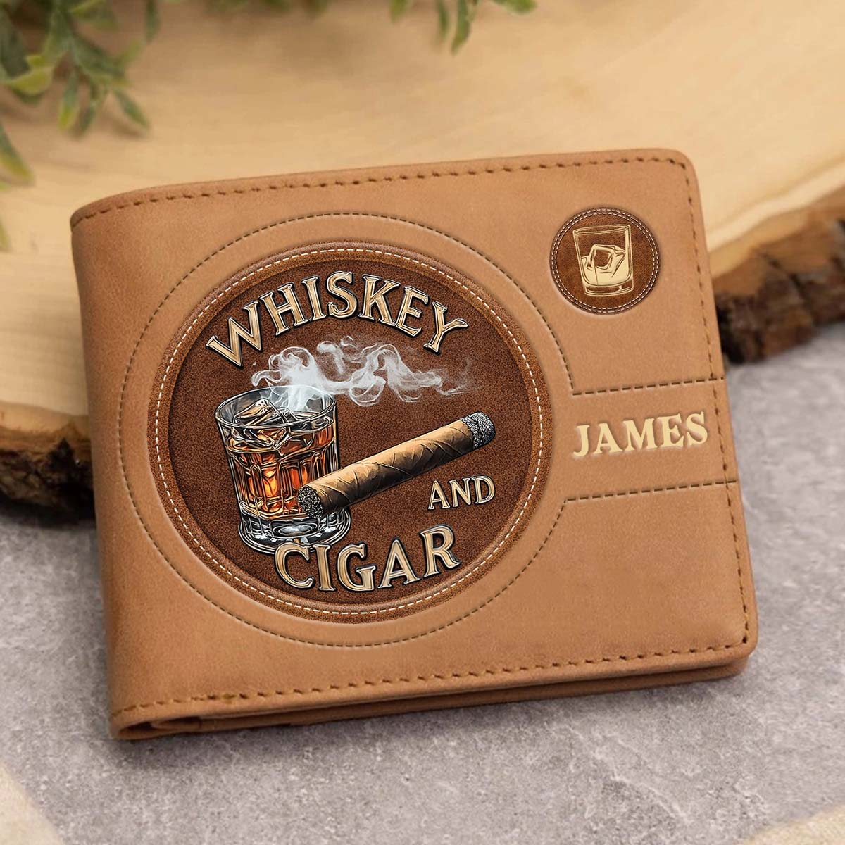 Portefeuille en cuir personnalisé Whiskey And Cigar - Whiskey And Cigar